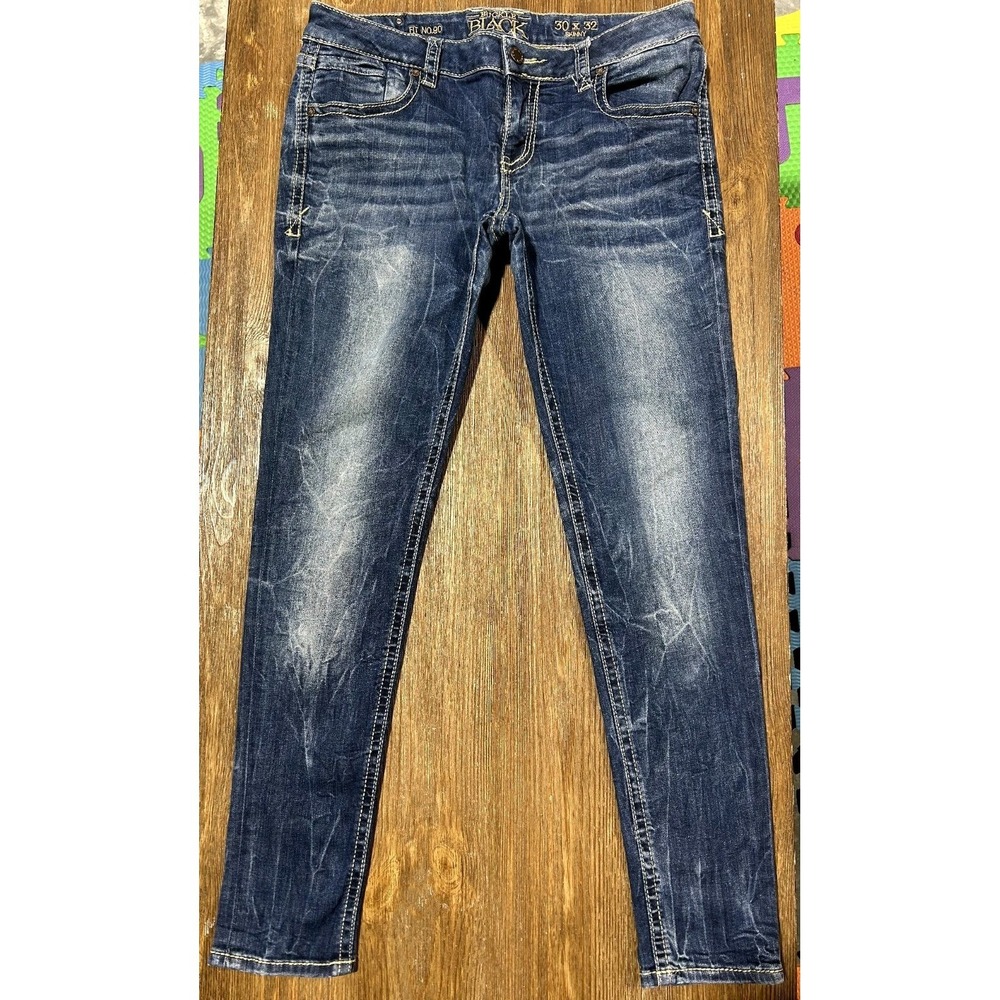 Buckle Fit No.‎ 90 Distressed Dark Wash Blue Denim Skinny Jeans Men's Size 30x32